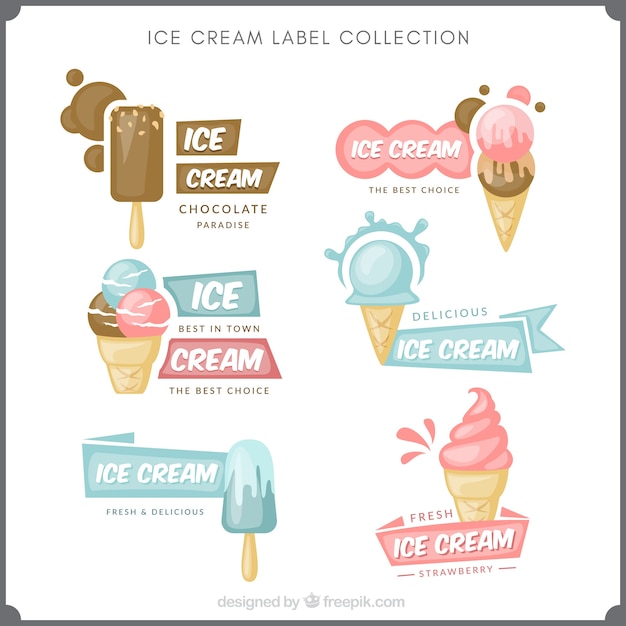 Verzameling van decoratieve ijs stickers in pastelkleuren