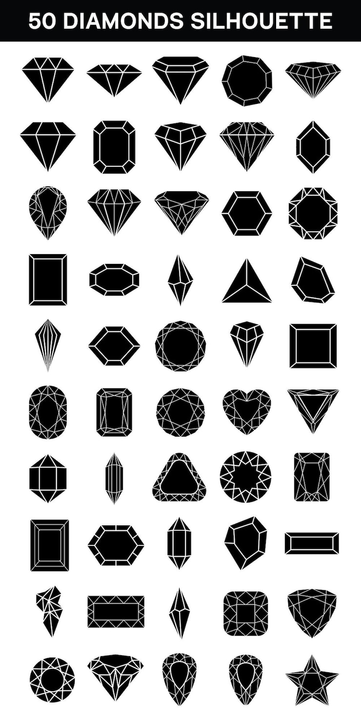 Vector verzameling van diamanten silhouet vector kunst