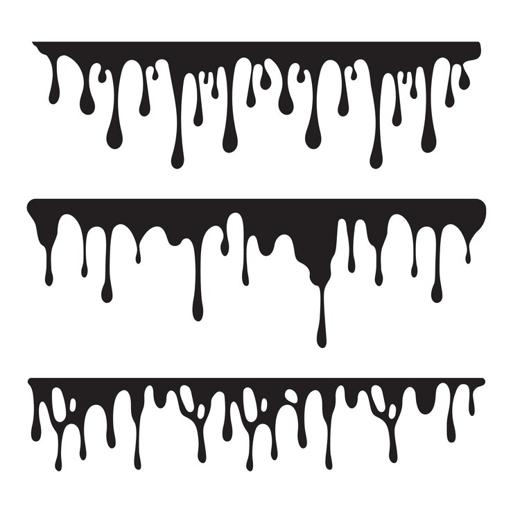 Vector verzameling van druppelende zwarte vloeistof plat ontwerp