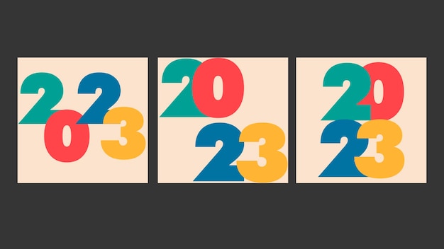 verzameling van eenvoudige 2023-ontwerpvectoren gelukkig nieuwjaar