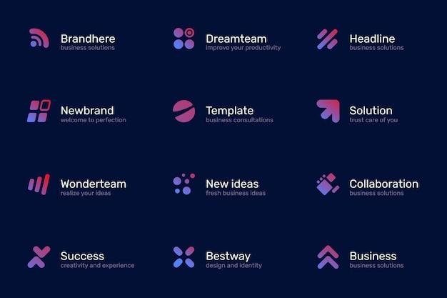 Verzameling van eenvoudige grafische kleurovergangen van logo's