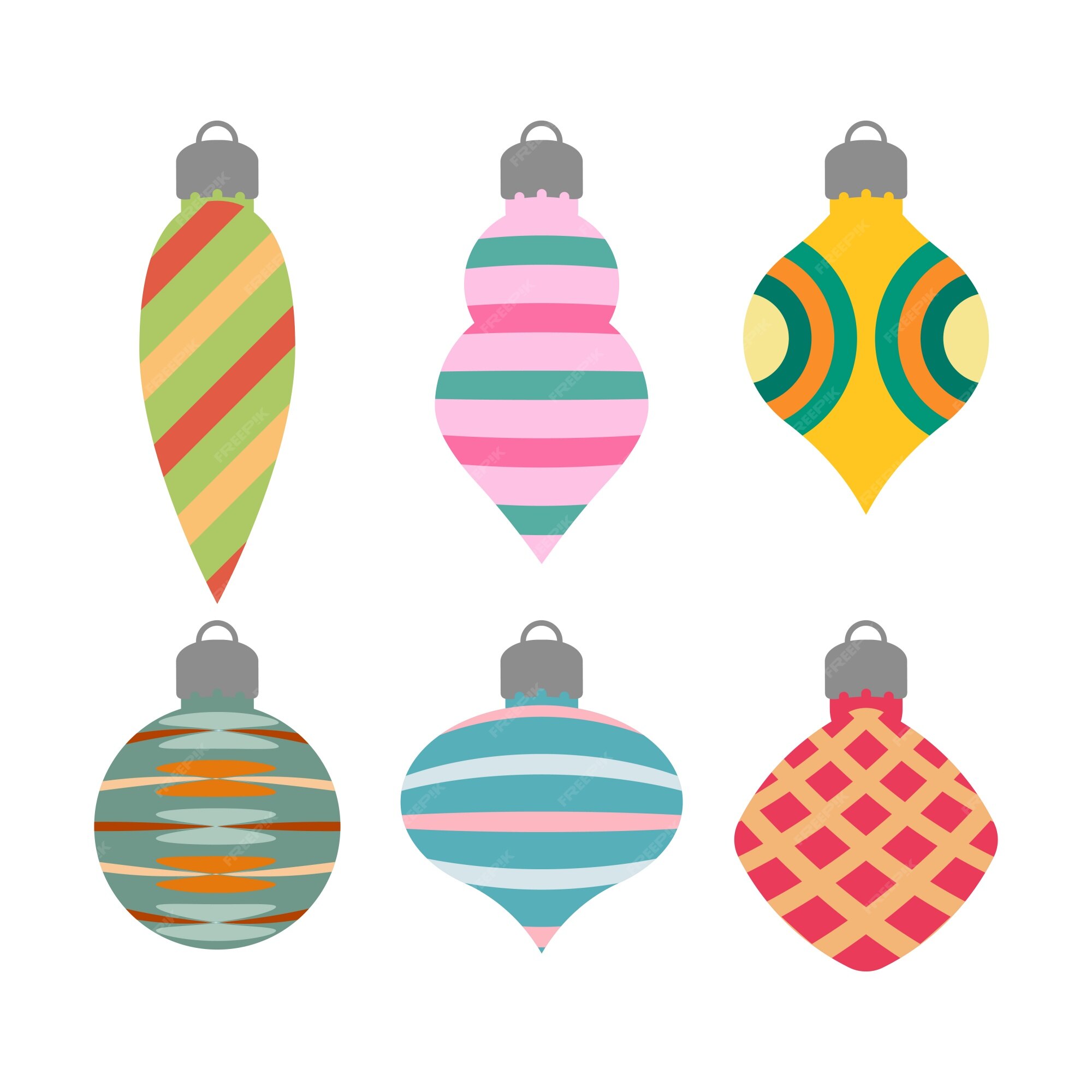 Vooruitzicht Heb geleerd Agressief Verzameling van eenvoudige kerst ornamenten van verschillende vormen |  Premium Vector