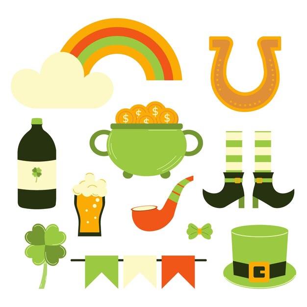 verzameling van elementen voor St Patrick's Day Flat vector illustratie