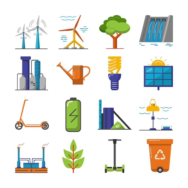 Verzameling van energie en ecologie pictogrammen