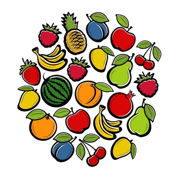 Verzameling van fruit set vectorillustratie