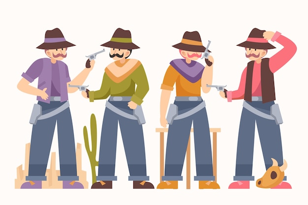 Vector verzameling van gaucho-personages met plat ontwerp