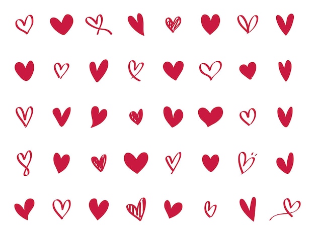 Vector verzameling van geïllustreerde hart pictogrammen