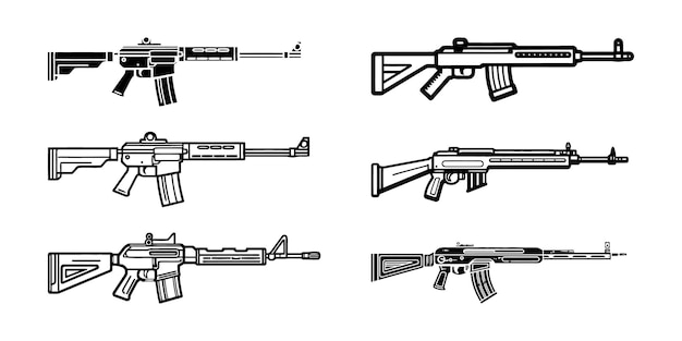 Vector verzameling van geweer vector silhouet illustratie geïsoleerd op een witte achtergrond