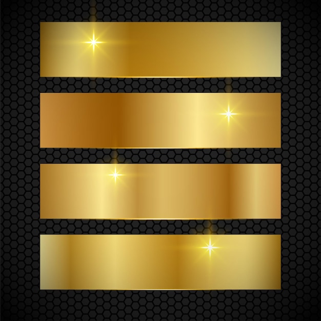 Verzameling van gouden gradiënt sjabloon achtergrond vector Set van gouden ontwerp achtergrond banner