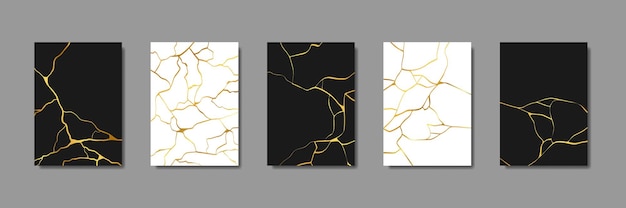 Verzameling van gouden kintsugi-omslagontwerpsjablonen
