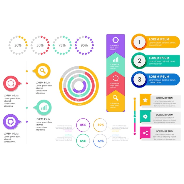 Verzameling van gradiënt-infografische elementen