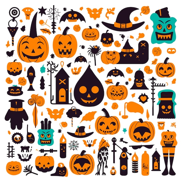 Verzameling van halloween-silhouetten