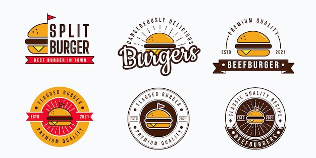 Vector verzameling van hamburger logo vector illustratie ontwerp vintage fastfood logo collectie concept