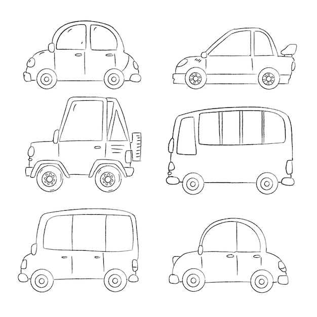 Verzameling van hand getrokken cartoon auto vector