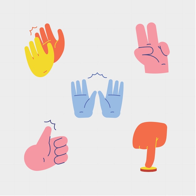 Verzameling van handgebaar creatieve platte vectorillustratie