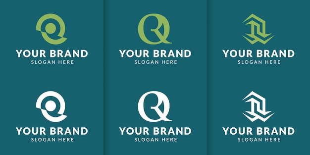 Verzameling van initiële letter q r monogram logo sjablonen icoon voor mode bedrijf bedrijf advies technologie