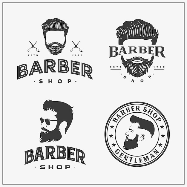 verzameling van kapper logo en pictogram