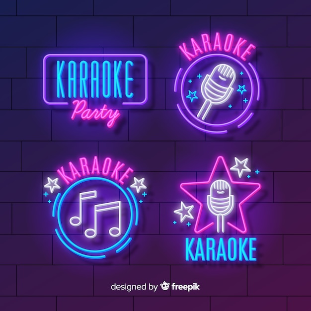 Verzameling van karaoke neonlichten