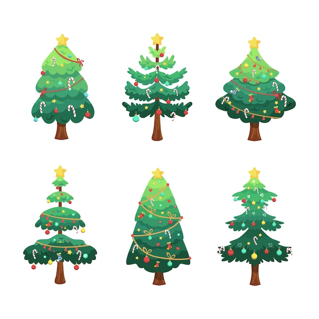 Vector verzameling van kerstbomen illustratie