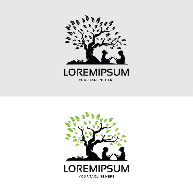 Verzameling van kinderen lezen logo ontwerpen sjabloon