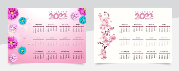 Verzameling van klassieke kalender voor 2023 vectorillustratie