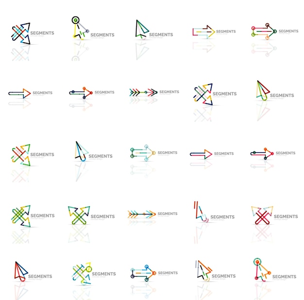 Verzameling van kleurrijke abstracte origami-logo's