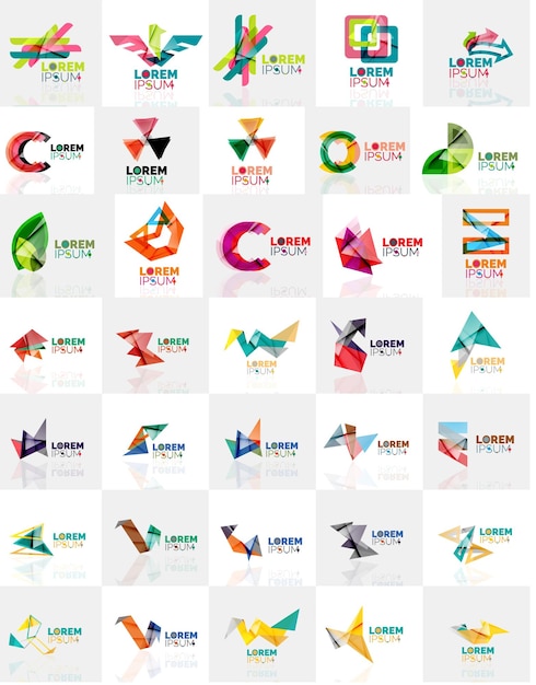 Verzameling van kleurrijke abstracte origami-logo's