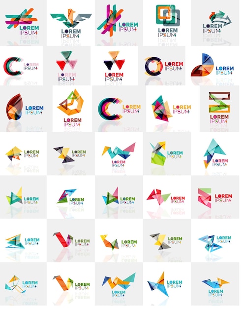 Verzameling van kleurrijke abstracte origami-logo's