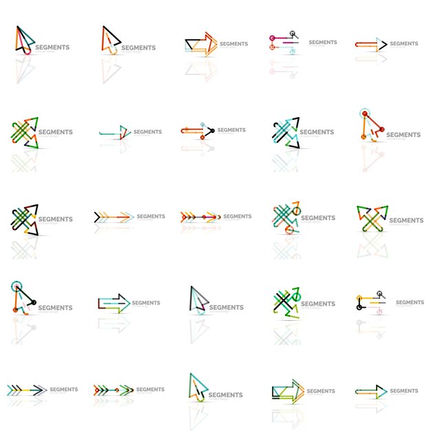 Verzameling van kleurrijke abstracte origami-logo's