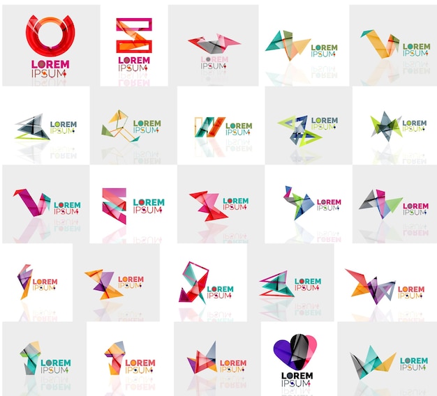 Verzameling van kleurrijke abstracte origami-logo's