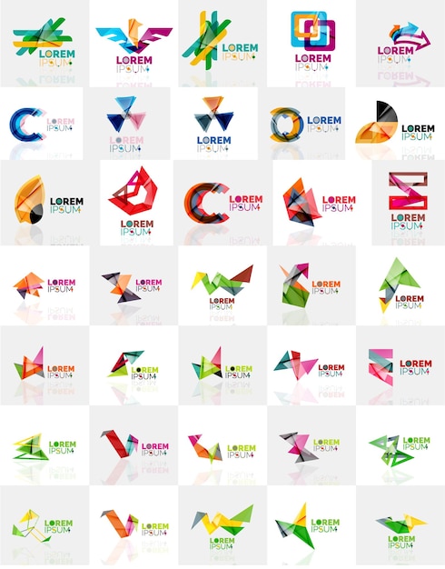 Verzameling van kleurrijke abstracte origami-logo's