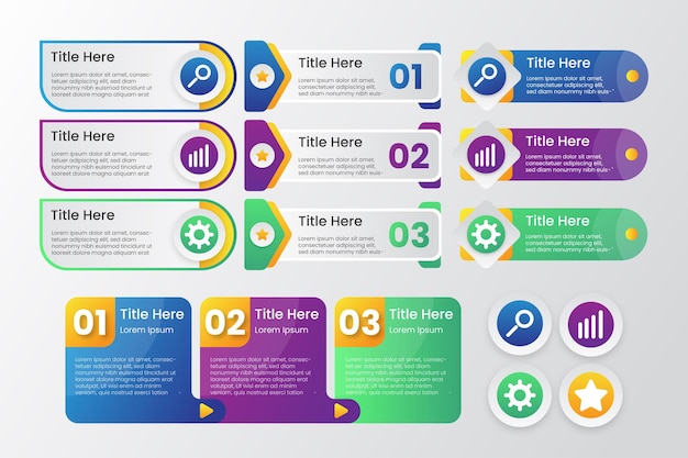 Verzameling van kleurrijke gradiënt infographic moderne sjabloon vector
