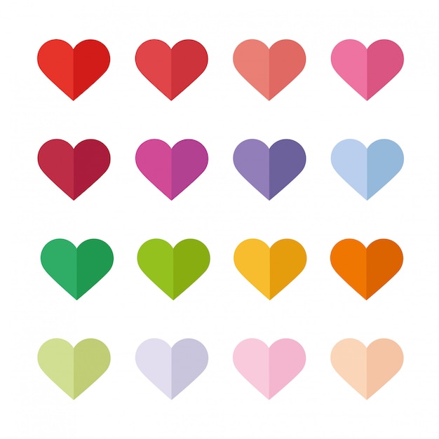Verzameling van kleurrijke platte harten