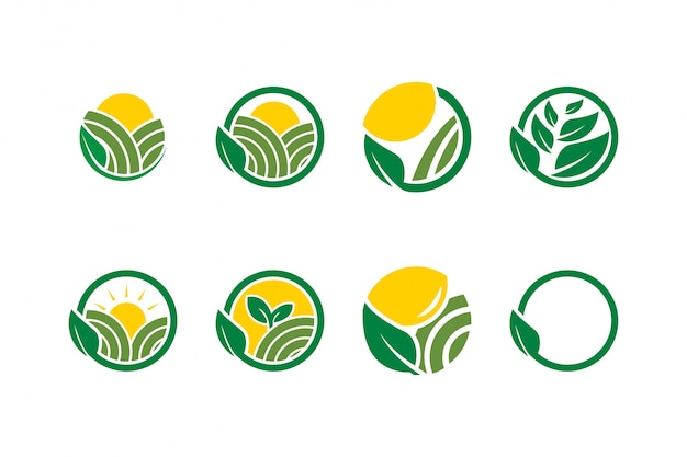 Verzameling van landbouw landbouw logo pictogrammalplaatje