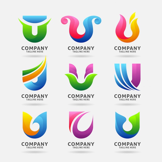 Verzameling van Letter U modern logo-ontwerp