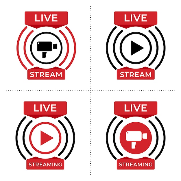 Verzameling van Live streaming symbool voor web en app Live stream icon set Platte vectorillustratie