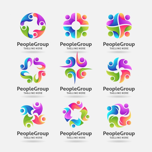 Verzameling van mensen groep logo ontwerp