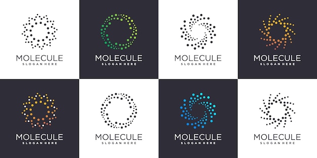 Verzameling van molecuullogo's met creatief concept Premium Vector
