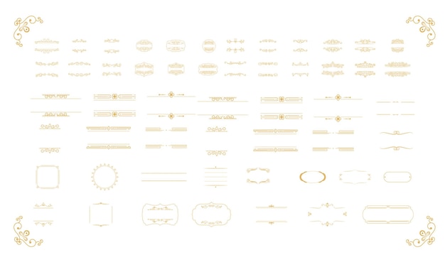 Verzameling van mooie gouden ornament frame-elementen