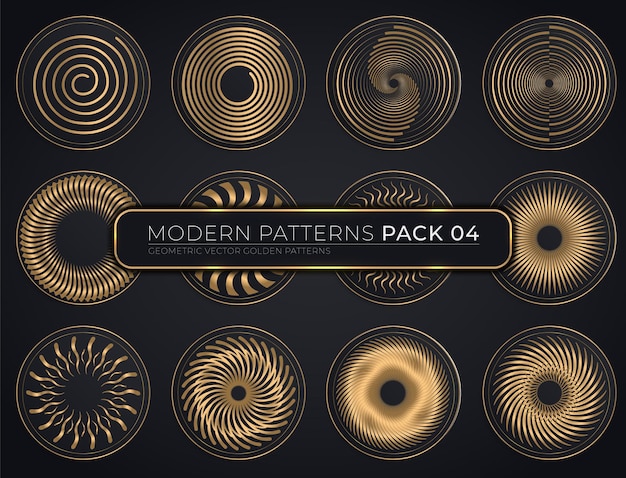 Verzameling van naadloze geometrische premium vector gouden patronen Pack 04