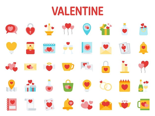Verzameling van ontwerpelementen voor Valentijnsdag