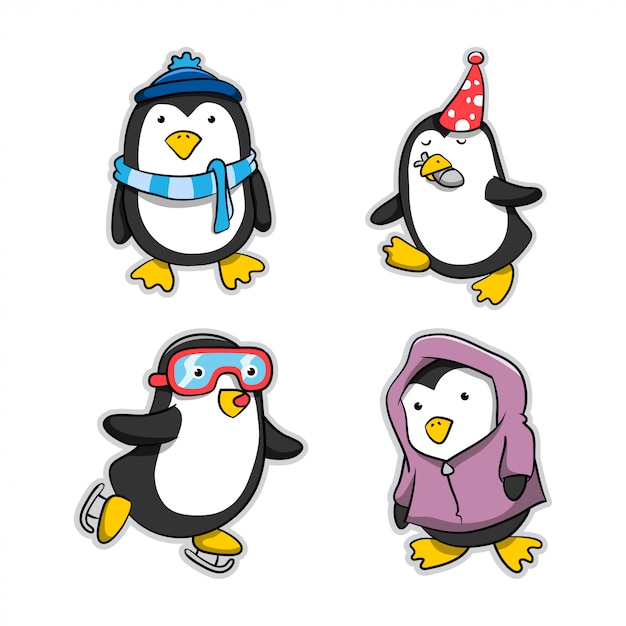 Vector verzameling van penguin cartoon action