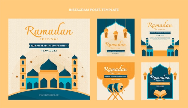 Verzameling van platte ramadan instagram-berichten