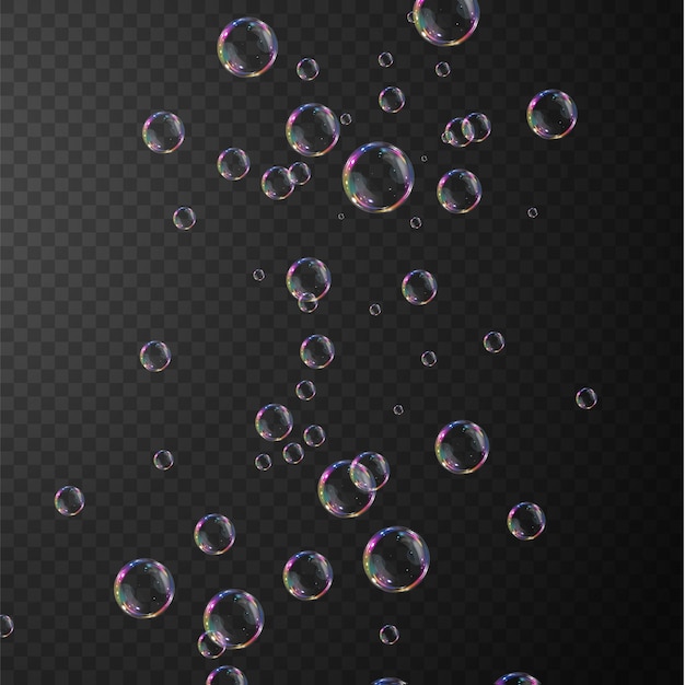 Vector verzameling van realistische zeepbellen bubbels bevinden zich op een transparante achtergrond