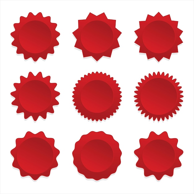 Verzameling van rode blanco etiketten verkoop of korting sticker vectorillustratie