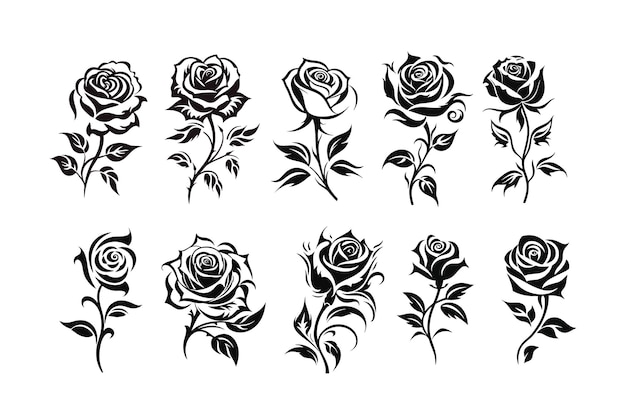 Verzameling van rozen tattoo-ontwerpen