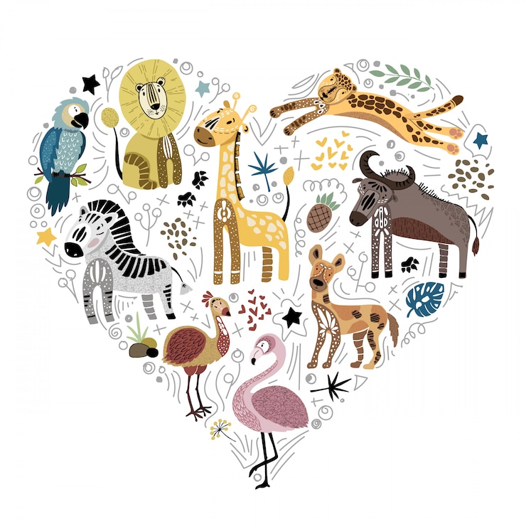 Vector verzameling van schattige afrikaanse dieren