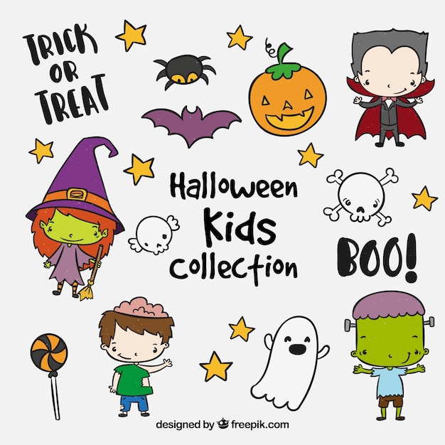 Verzameling van schattige halloween kinderen