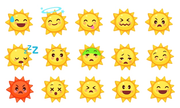 Verzameling van schattige zon emoticons