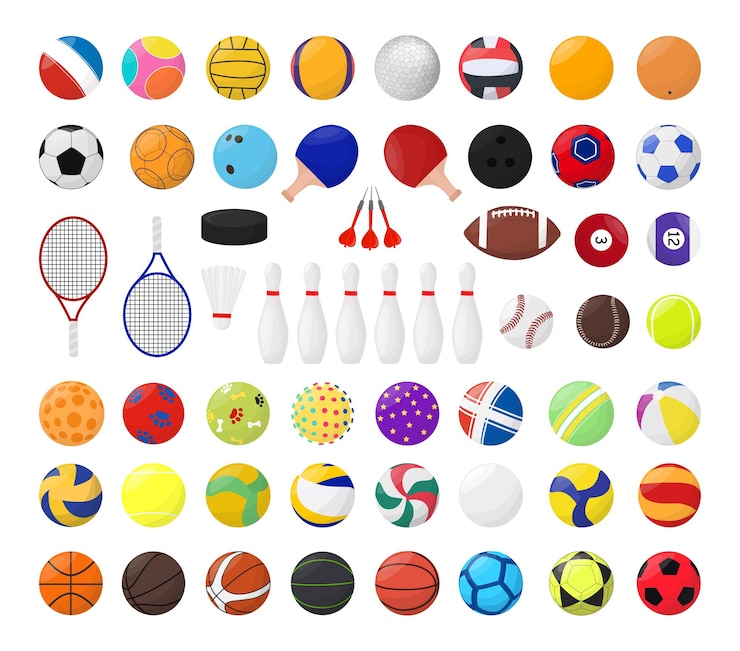 Vector verzameling van sportballen en uitrusting